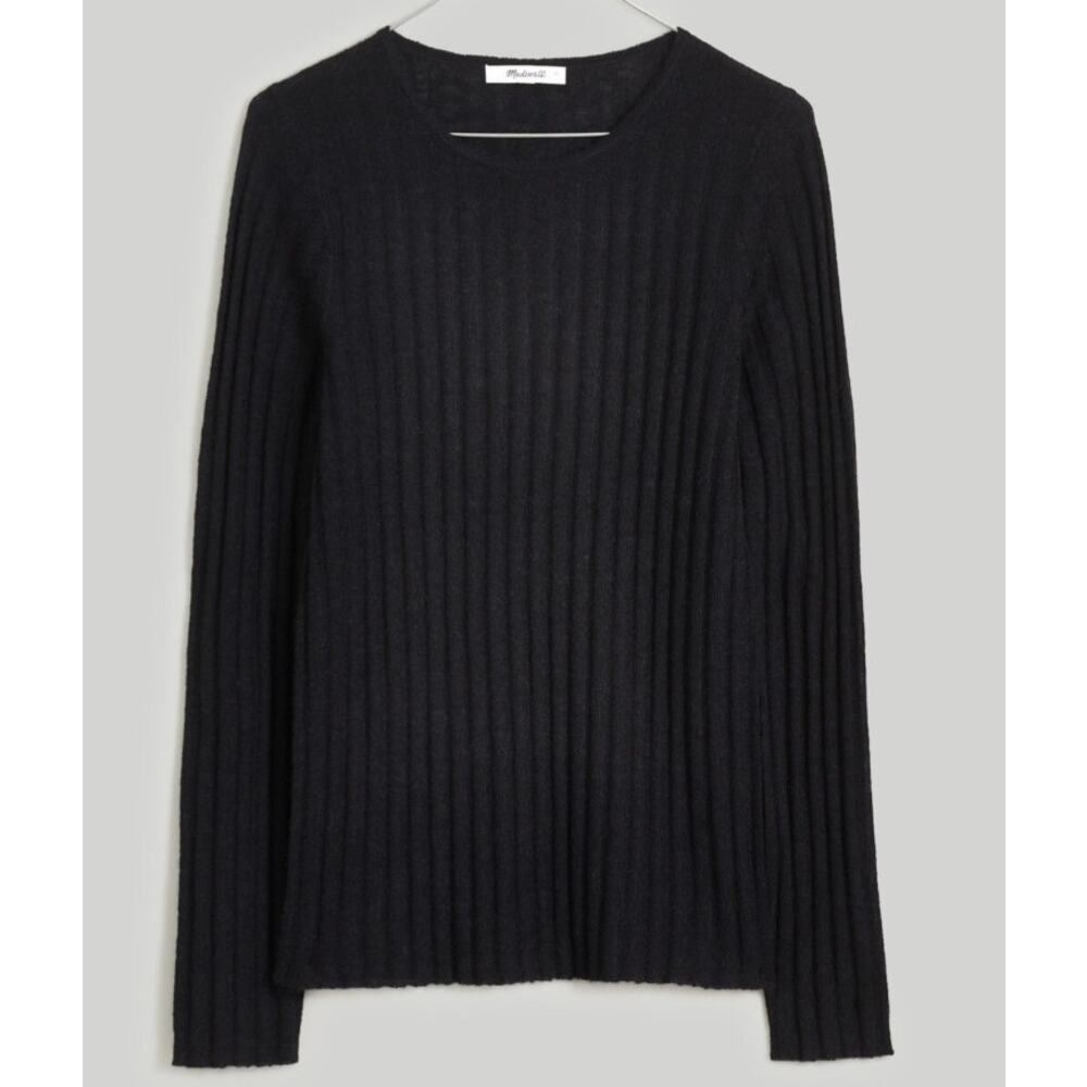 Madewell Ribbed Alpaca-Blend Crewneck Sweater in True Black size Small NWT